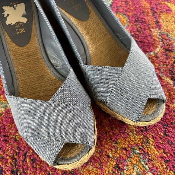 Ralph Lauren | Women’s chambray blue Cecilia criss cross open toe espadrille, 8 - Picture 11 of 16